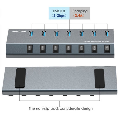 WAVLINK UH3076 5Gbps 7-port USB 3.0 Hub with Independent Switch and LED Indicator, UH3076