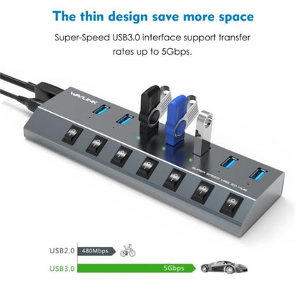 WAVLINK UH3076 5Gbps 7-port USB 3.0 Hub with Independent Switch and LED Indicator, UH3076