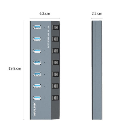 WAVLINK UH3076 5Gbps 7-port USB 3.0 Hub with Independent Switch and LED Indicator, UH3076