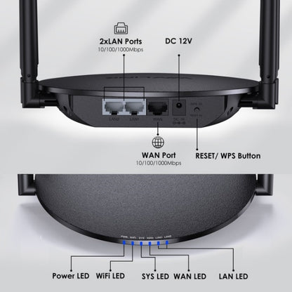 WAVLINK WN530HG3 AC1200 Dual Band AP Router 1000Mbps WAN / LAN Ethernet Port, US Plug, UK Plug, EU Plug, AU Plug