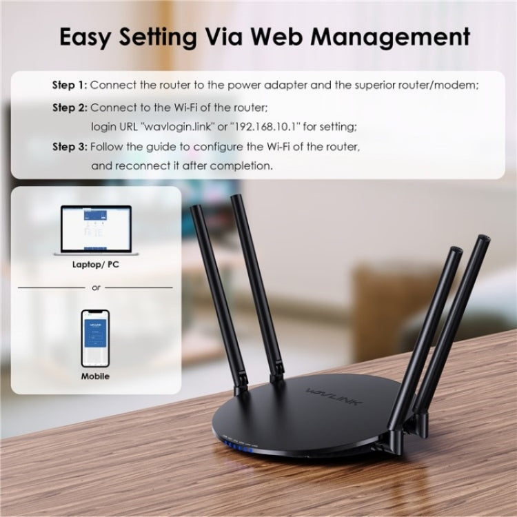 WAVLINK WN530HG3 AC1200 Dual Band AP Router 1000Mbps WAN / LAN Ethernet Port, US Plug, UK Plug, EU Plug, AU Plug