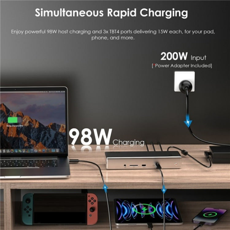 WAVLINK UTD41 PRO RJ45 / Audio / SD Card Reader 15-in-1 Thunderbolt 4 Docking Station, US Plug, UK Plug, EU Plug, AU Plug