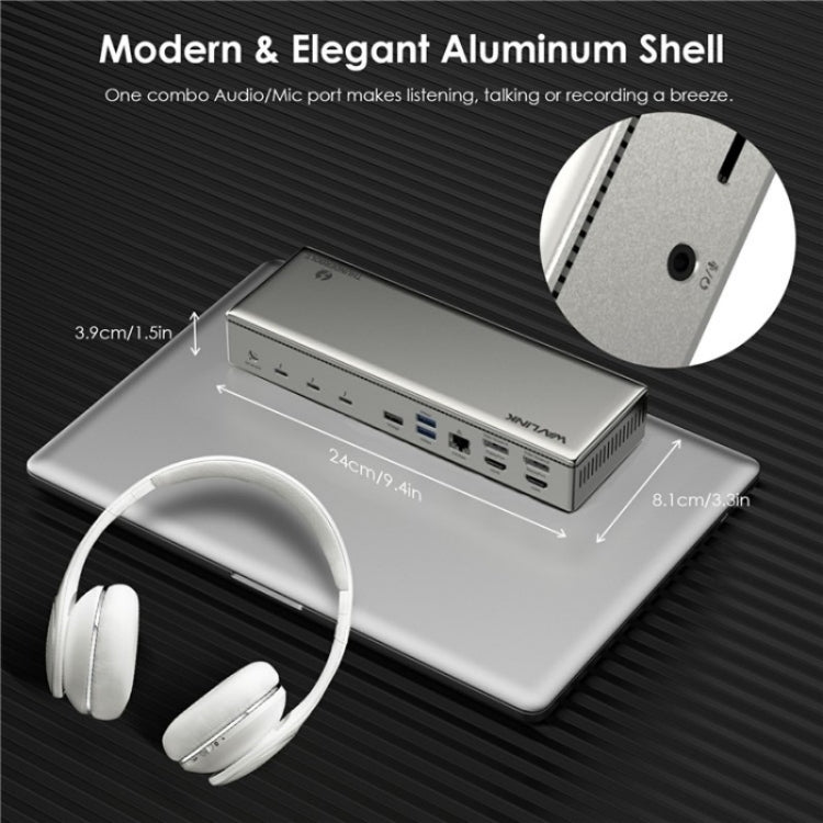 WAVLINK UTD41 PRO RJ45 / Audio / SD Card Reader 15-in-1 Thunderbolt 4 Docking Station, US Plug, UK Plug, EU Plug, AU Plug