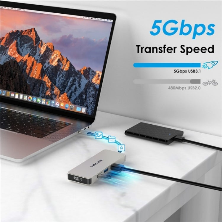 WAVLINK UHP3416 7-in-1 PD100W Charging SD / TF Card Reader 4K HD Type-C Docking Station, UHP3416