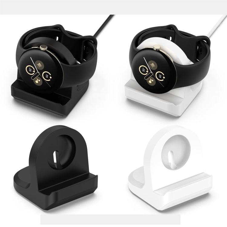 For Google Pixel Watch 3 41 / 45mm Smart Watch Silicone Charging Holder with Charging Cable, Black, White