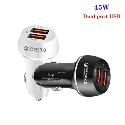 45W USB QC3.0 30W + USB 2.0 Fully Compatible Car Charger, TE-353