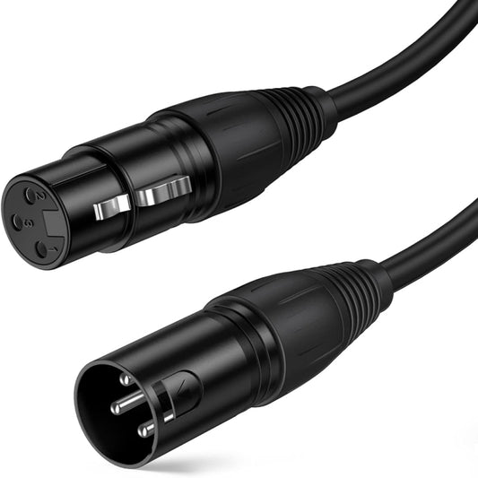 2m XLR Microphone Cable, 4.95 FT XLR Male to XLR Female Balanced 3 Pin Mic Cables, Black, XLR Male to XLR Female 3 Pin