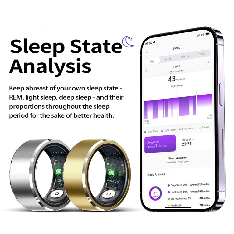 R5 SIZE 12 Smart Ring, Support Health Monitoring / Multiple Sports Modes