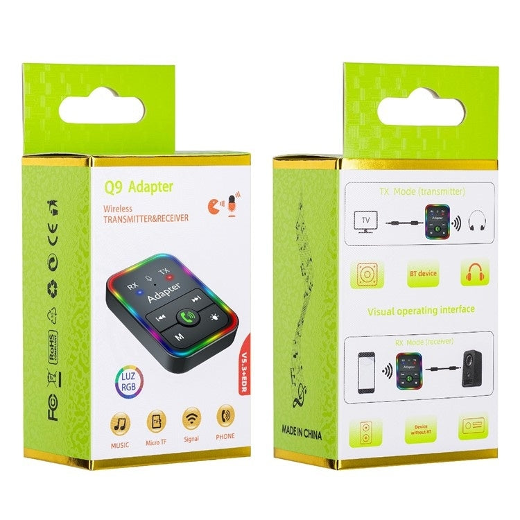 Q9 Support TF Card Playback 2-in-1 Bluetooth 5.3 Wireless Transmitter / Receiver MP3 Player, Q9