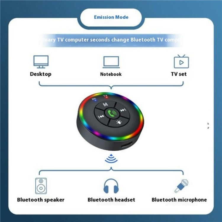 Q10 With Colorful Lamp 2-in-1 Bluetooth 5.3 Wireless Transmitter / Receiver MP3 Player Adapter, Q10