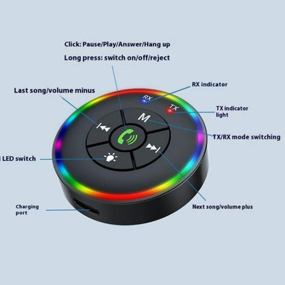 Q10 With Colorful Lamp 2-in-1 Bluetooth 5.3 Wireless Transmitter / Receiver MP3 Player Adapter, Q10