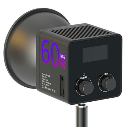 C60R 60W RGB Stage Lamp Professional Video Photography COB Fill Light With 8 Batteries, US Plug, UK Plug, EU Plug