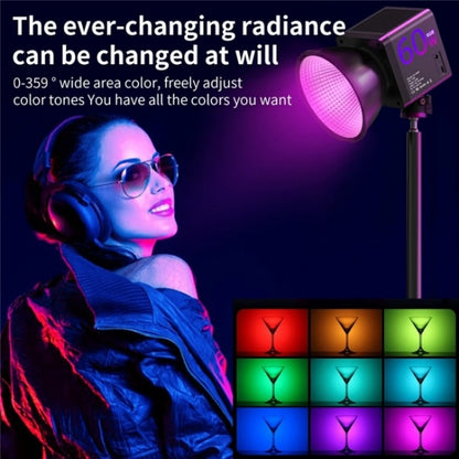C60R 60W RGB Stage Lamp Professional Video Photography COB Fill Light With 8 Batteries, US Plug, UK Plug, EU Plug