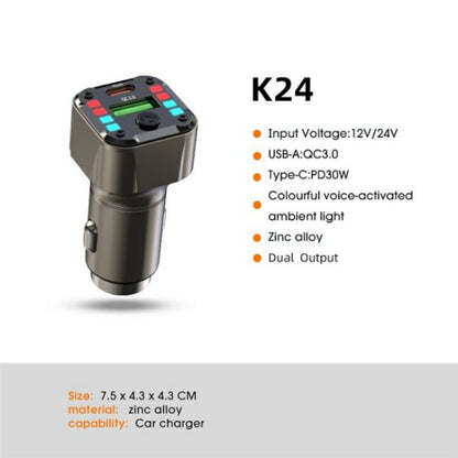 K24 Dual Ports Car Charging Adapter Car Charger PD 30W QC 3.0 Super Charger, K24