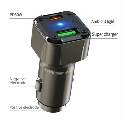 K25 Fast Charging Metal Window Breaker Car Charger Adapter PD 30W Super Charger, K25