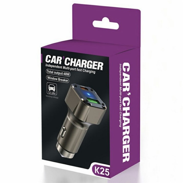 K25 Fast Charging Metal Window Breaker Car Charger Adapter PD 30W Super Charger, K25