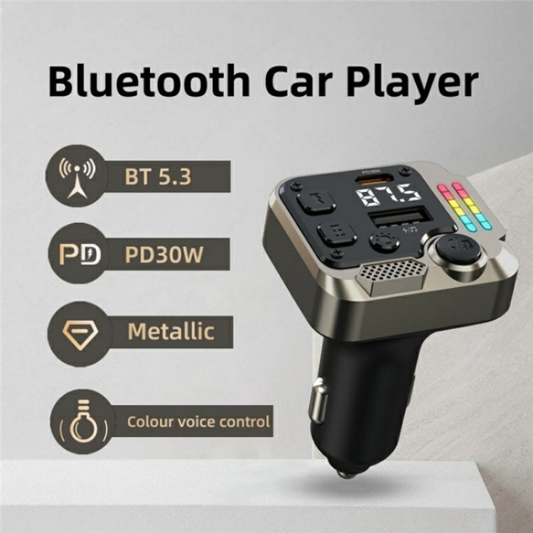 C68 Dual Port Bluetooth FM Transmitter PD 30W Car Charger Music Player Hands-Free Call, C68