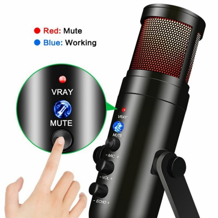 MU900 Max RGB Light E-Sports Gaming Condenser Microphone With Desktop Bracket, MU900 Max