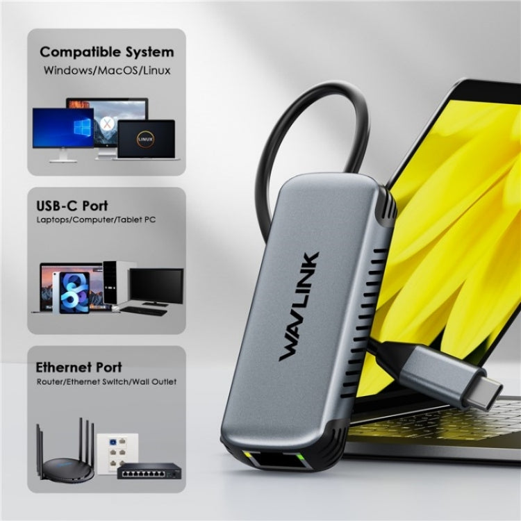 WAVLINK NWU340G 5Gbps Wired Network Converter USB-C to RJ45 Gigabit Ethernet Adapter, NWU340G