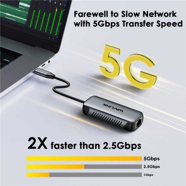 WAVLINK NWU340G 5Gbps Wired Network Converter USB-C to RJ45 Gigabit Ethernet Adapter, NWU340G