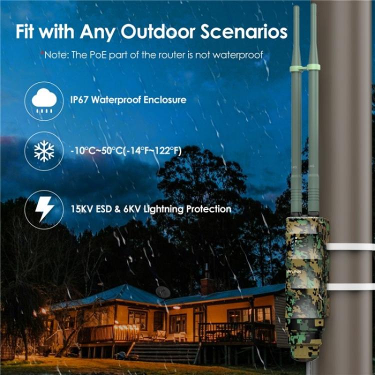 WAVLINK WN570HN2 Poe Weatherproof WiFi Extender 300Mbps High Power Outdoor Router, US Plug, EU Plug, UK Plug, AU Plug