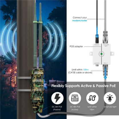 WAVLINK WN570HN2 Poe Weatherproof WiFi Extender 300Mbps High Power Outdoor Router, US Plug, EU Plug, UK Plug, AU Plug