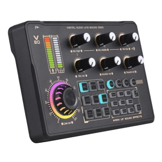 V80 For Mobile Phone Computer Portable Live Streaming Karaoke Sound Card Mixer, V80