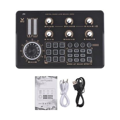 V80 For Mobile Phone Computer Portable Live Streaming Karaoke Sound Card Mixer, V80