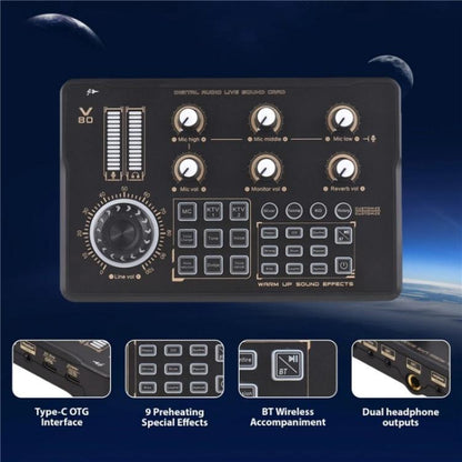 V80 For Mobile Phone Computer Portable Live Streaming Karaoke Sound Card Mixer, V80