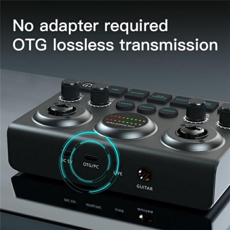 F10 48V Live Streaming Sound Card Audio Mixer Phantom Power Mixer, F10