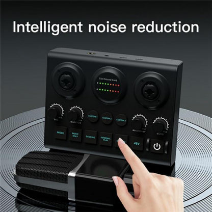 F10 48V Live Streaming Sound Card Audio Mixer Phantom Power Mixer, F10