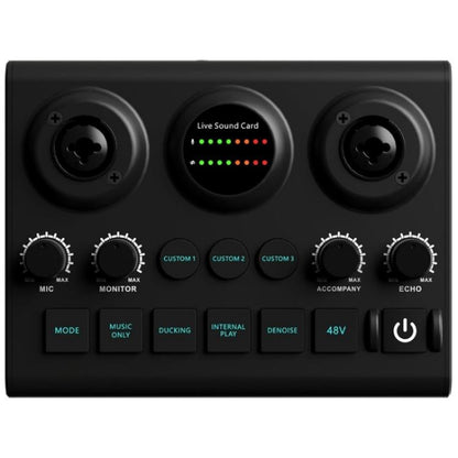 F10 48V Live Streaming Sound Card Audio Mixer Phantom Power Mixer, F10