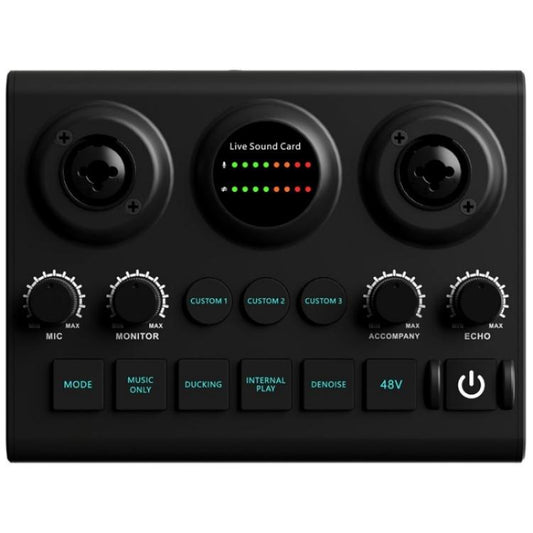 F10 48V Live Streaming Sound Card Audio Mixer Phantom Power Mixer, F10