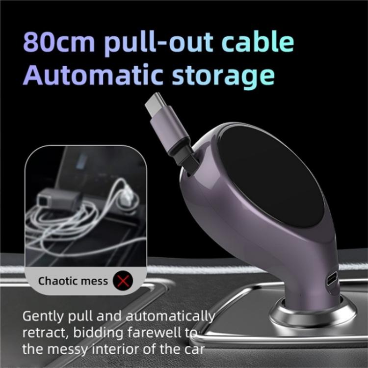 K1 With Retractable Cable Car Charger Type-C PD 20W Fast Charging Adapter, K1