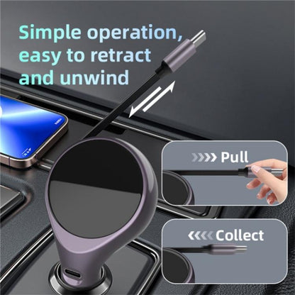 K1 With Retractable Cable Car Charger Type-C PD 20W Fast Charging Adapter, K1