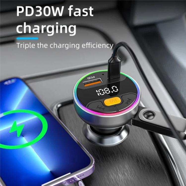 C9S QC3.0 PD 30W Charger FM Transmitter Multifunctional Bluetooth Car MP3 Player, C9S