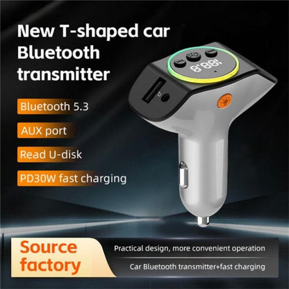 C8 Bluetooth 5.3 Receiver Hands-Free Calling with AUX Port Dual USB Port Car Charger, C8 Black, C8 Grey