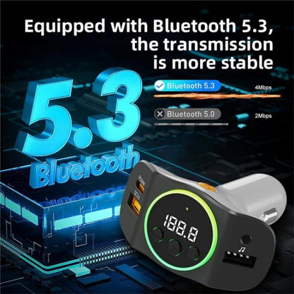 C8 Bluetooth 5.3 Receiver Hands-Free Calling with AUX Port Dual USB Port Car Charger, C8 Black, C8 Grey