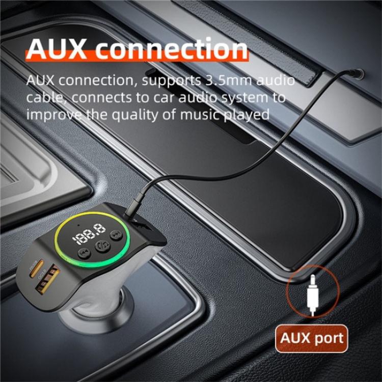 C8 Bluetooth 5.3 Receiver Hands-Free Calling with AUX Port Dual USB Port Car Charger, C8 Black, C8 Grey