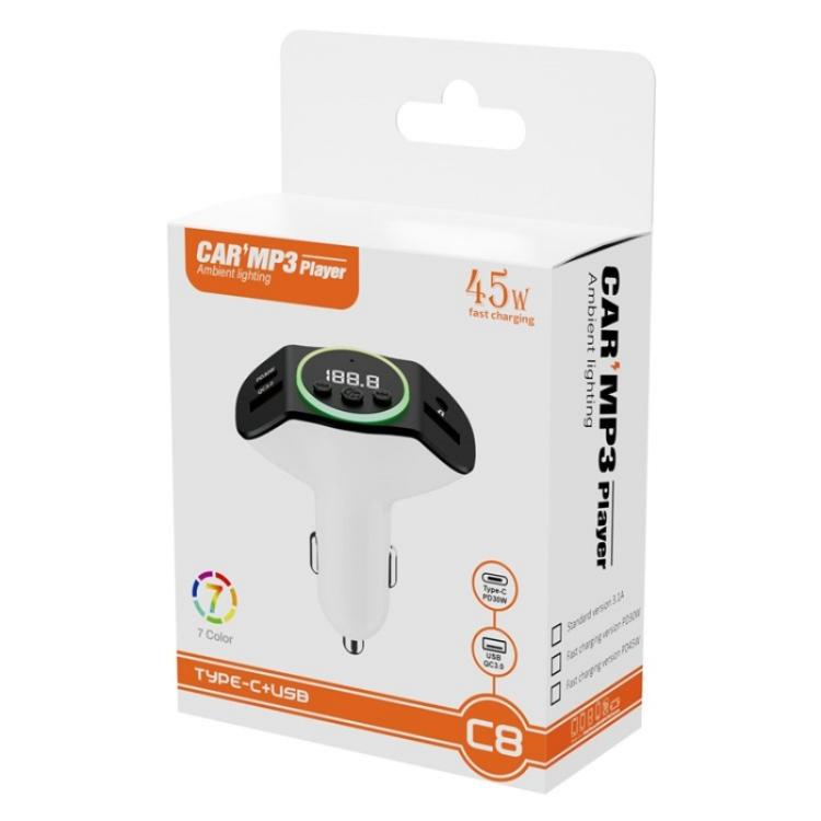 C8 Bluetooth 5.3 Receiver Hands-Free Calling with AUX Port Dual USB Port Car Charger, C8 Black, C8 Grey