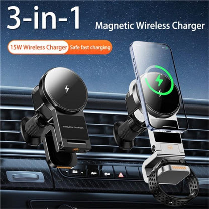 SD16 For Phone Watch Earphone Car Air Vent Phone Holder Magnetic 3 in 1 Wireless Charger, SD16 Black, SD16 Grey