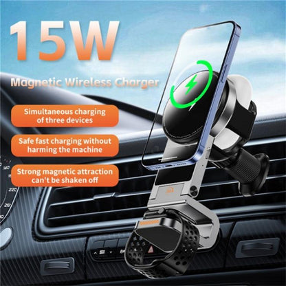 SD16 For Phone Watch Earphone Car Air Vent Phone Holder Magnetic 3 in 1 Wireless Charger, SD16 Black, SD16 Grey