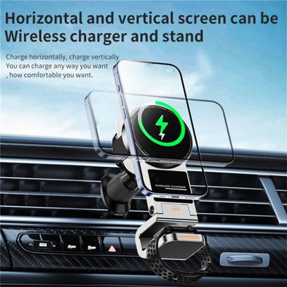 SD16 For Phone Watch Earphone Car Air Vent Phone Holder Magnetic 3 in 1 Wireless Charger, SD16 Black, SD16 Grey