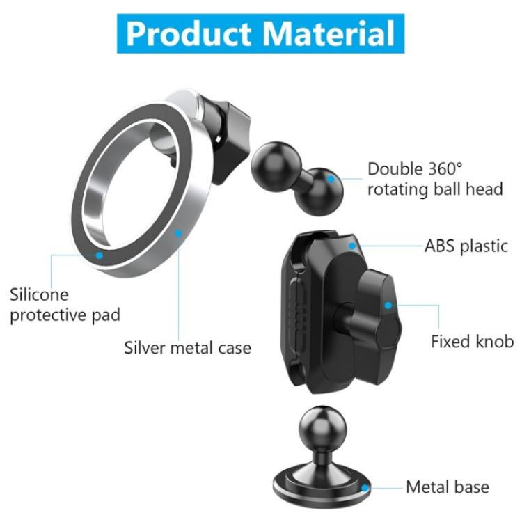 159A 360 Degree Rotation Adhesive Base Magnetic Car Dashboard Mount Phone Holder Bracket, 159A