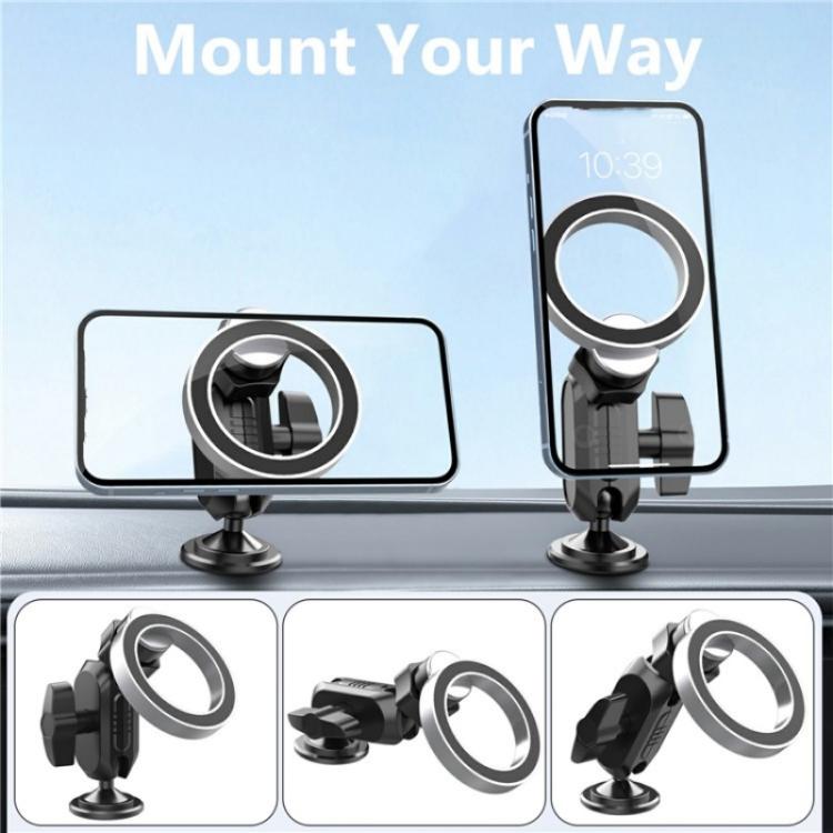 159A 360 Degree Rotation Adhesive Base Magnetic Car Dashboard Mount Phone Holder Bracket, 159A
