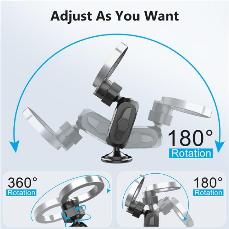 159A 360 Degree Rotation Adhesive Base Magnetic Car Dashboard Mount Phone Holder Bracket, 159A