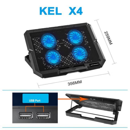 X4 4 Fan 7-Speed Control Noiseless Height Adjustable Stand Laptop Cooling Pad, X4