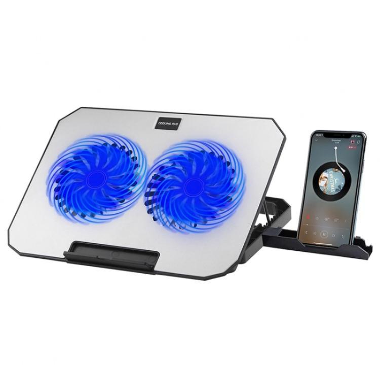 N22 Dual USB Ports Adjustable Laptop Stand Portable Cooling Pad with Phone Holder, N22