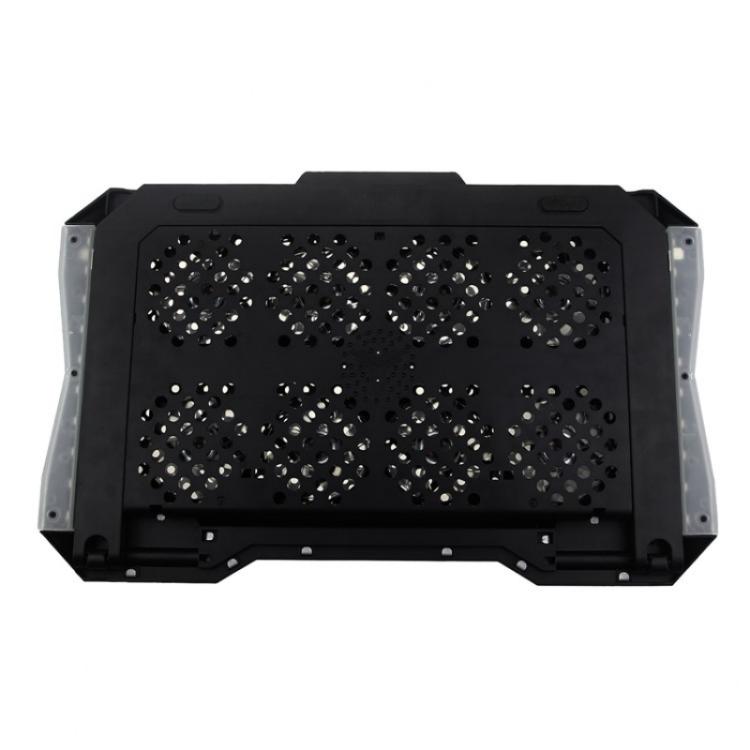 S608 RGB Light 8 Silent Fans Adjustable Height Stand Laptop Cooling Pad with Phone Holder, S608