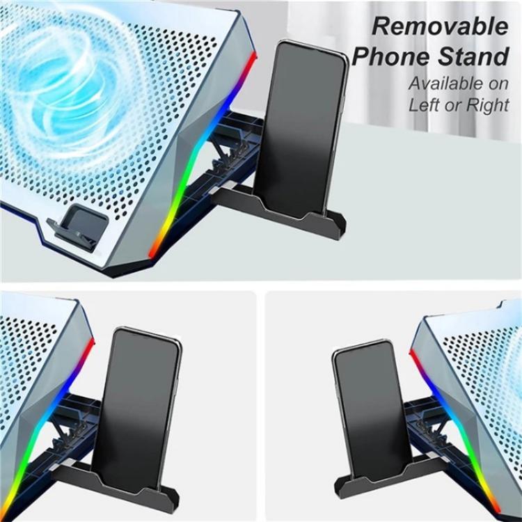S601 RGB Light Notebook Cooler Adjustable Height Gaming Laptop Cooling Pad, S601